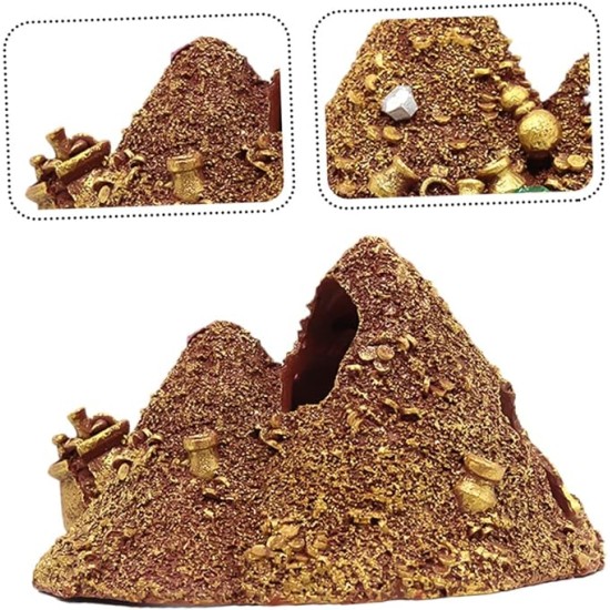 Real Jewelry Tower Decoration Pipe Decoration Reptile Decoration Resin Crafts Lingerie Fish Hidden Shelter Fish Tank Underwater Landscape Decoration Resin Craft Gold Gems